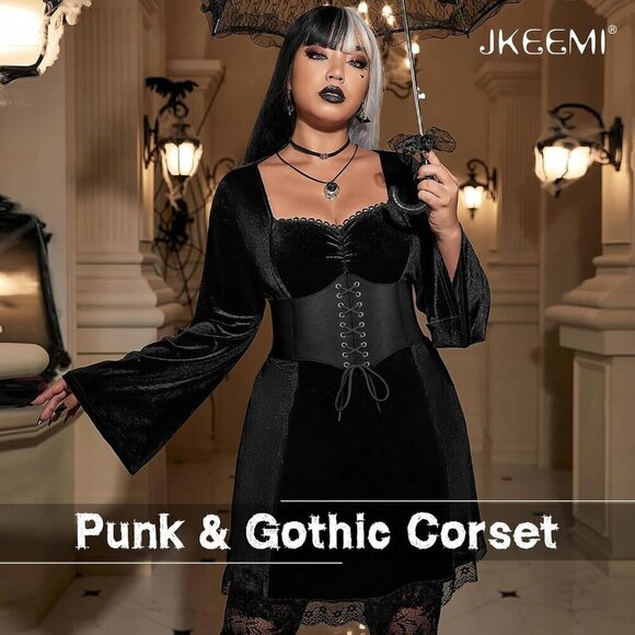 Women Elastic Lace-up Wide Waspie Corset Belt for Halloween & Costume Wear main image 4